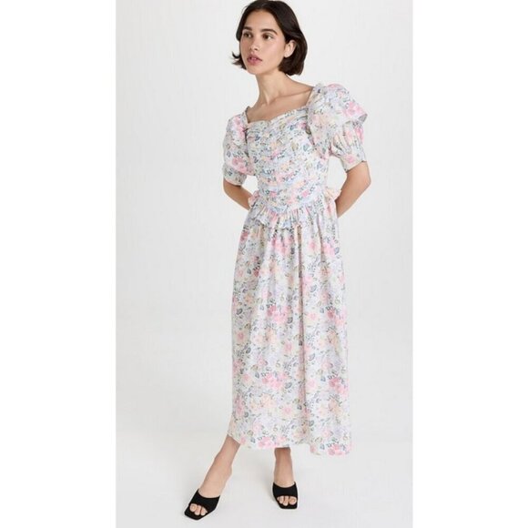 💕LAURA ASHLEY x BATSHEVA💕 Eden Dress ~ Quartet Cream Floral Print 2 NWOT - Picture 6 of 16